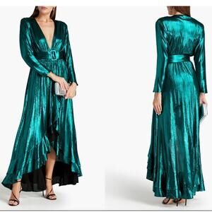 RETROFETE Wayne Metallic Jersey Maxi Wrap Dress New Size Small